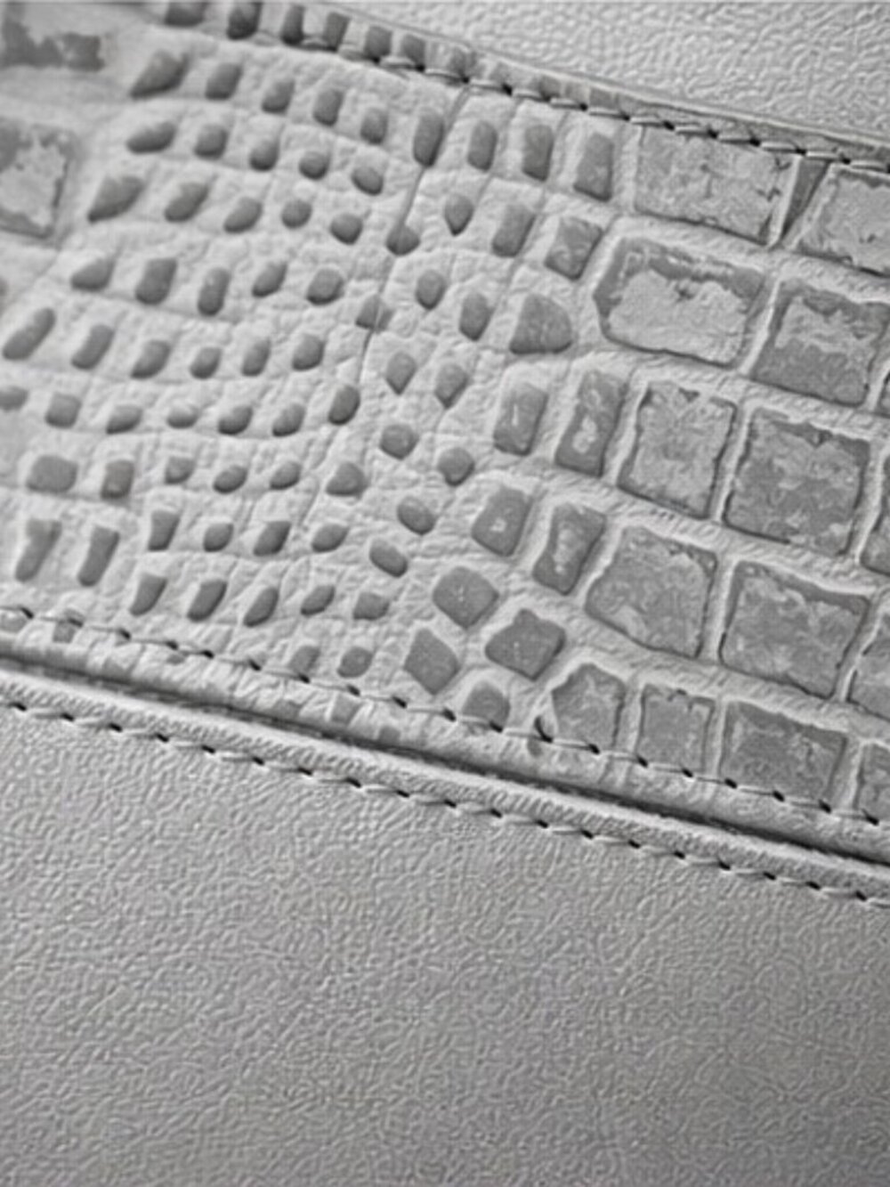 Gray Croc Embossed Structured Shoulder Bag Elegant Sturdy Faux Leather Handbag - Picture 8 of 8